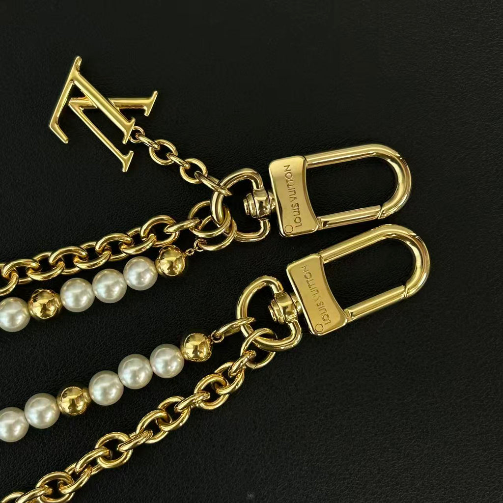 Louis Vuitton Metal Pearls Mini Chain Belt Gold twins LDZ286