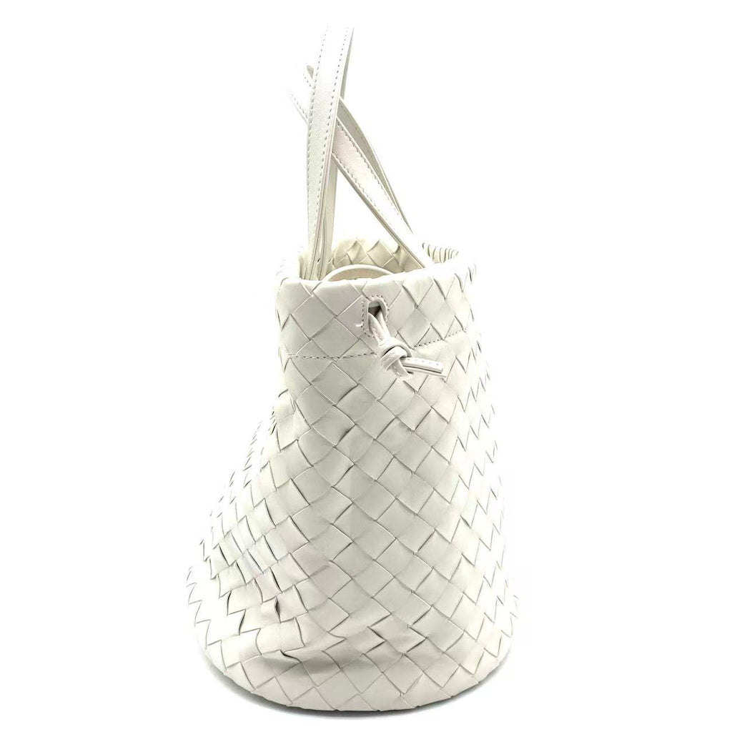 White leather Intrecciato Small Castello