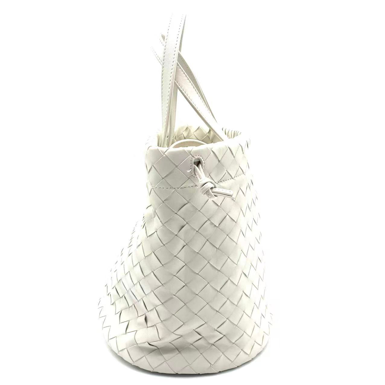 White leather Intrecciato Small Castello