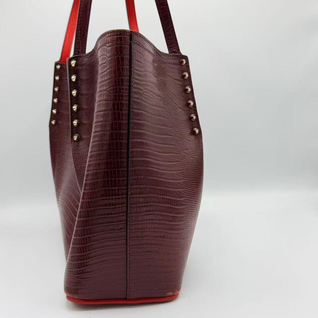 Large Cabarock Croc Embossed Leather Tote Brown