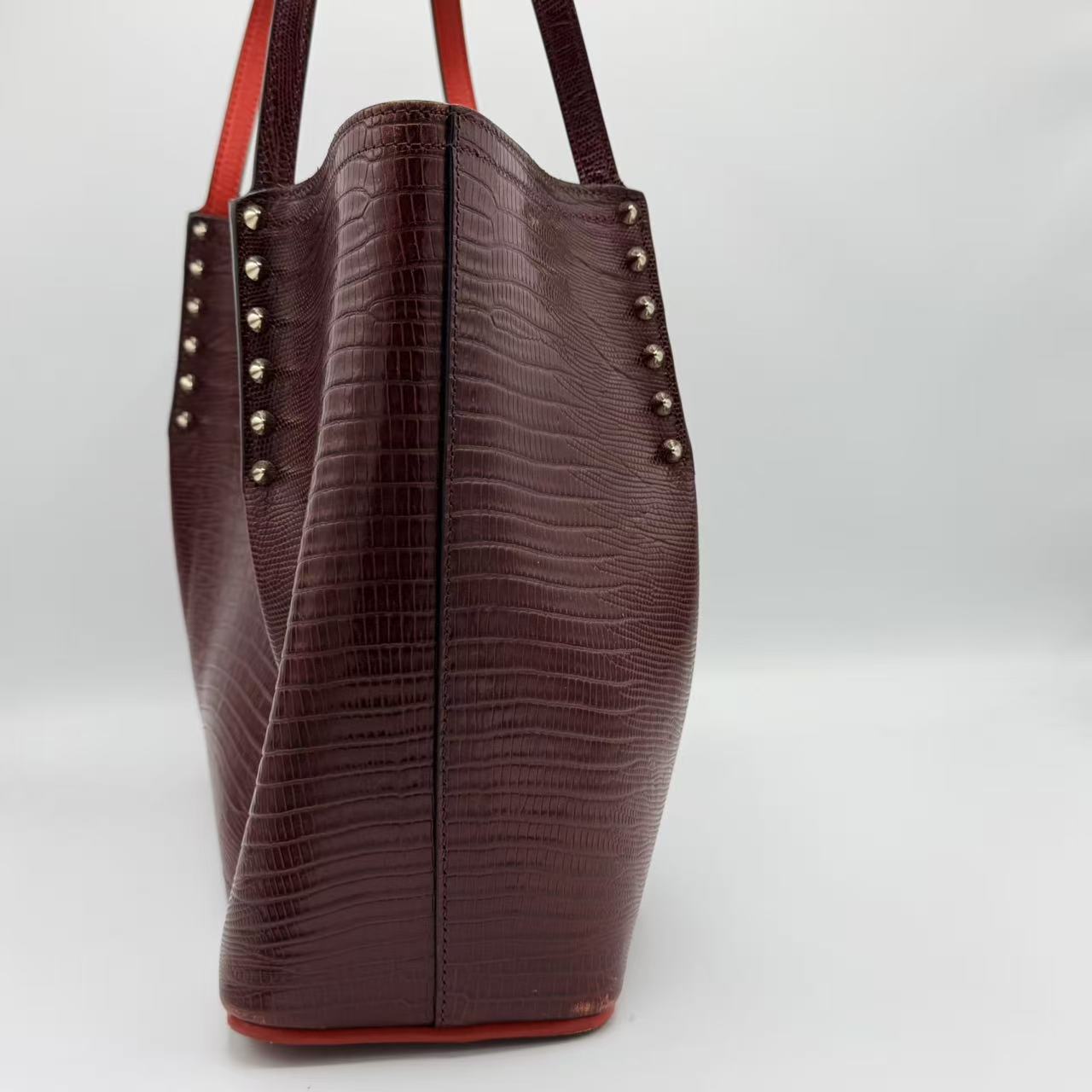 Large Cabarock Croc Embossed Leather Tote Brown