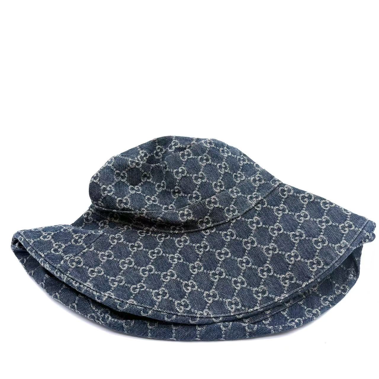 GG Denim Wide Brim Sun Hat