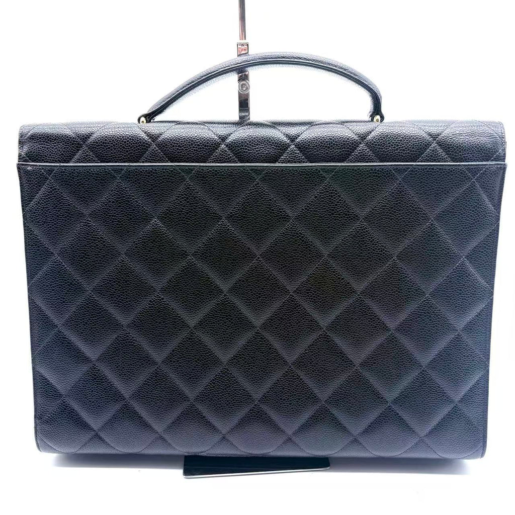 Vintage Business Bag Leather Matelasse Black Briefcase CC Bag