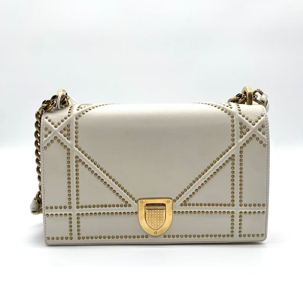 White Calfskin Cannage Diorama Small