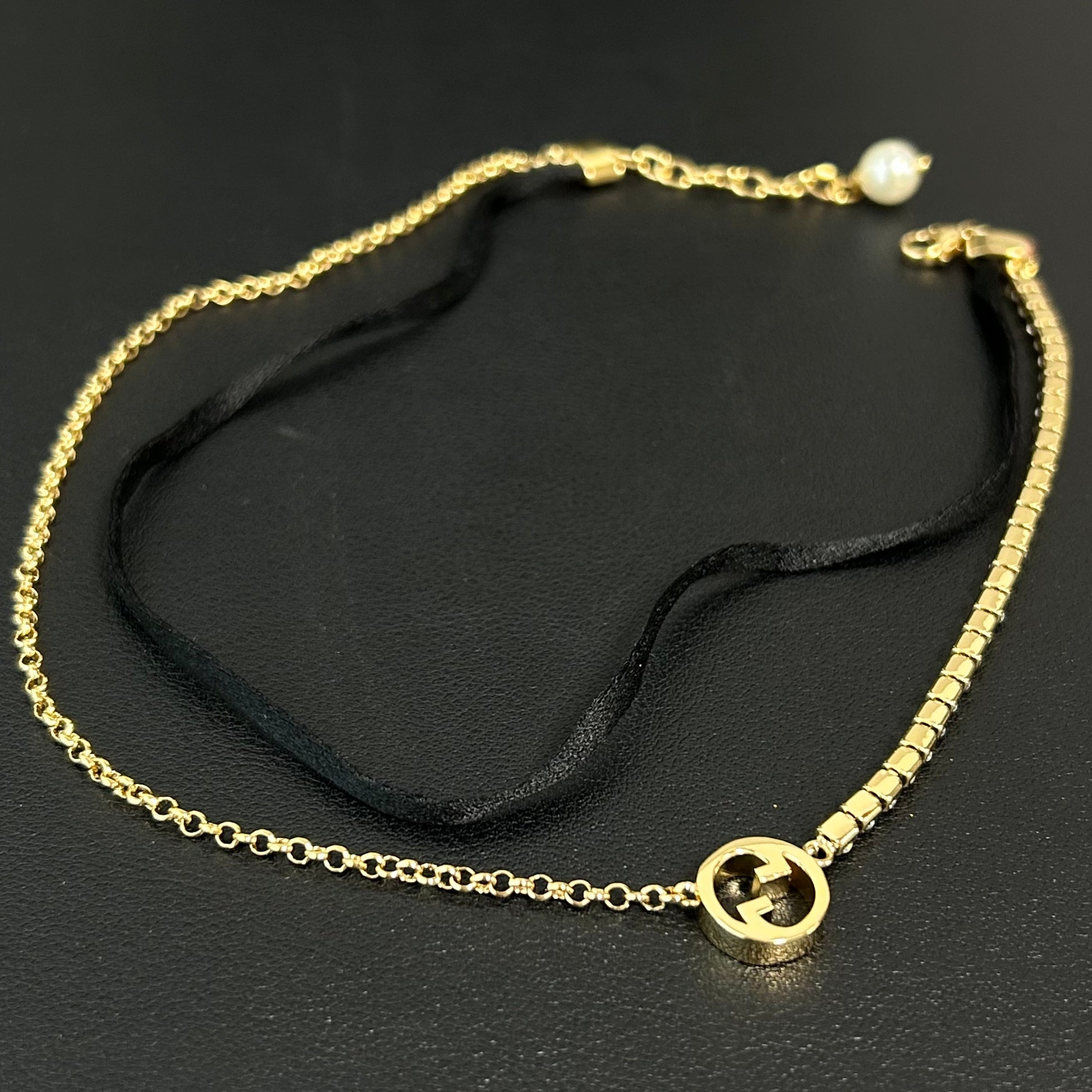 Gucci Blondie Crystal And Silk Choker twins LDZ469