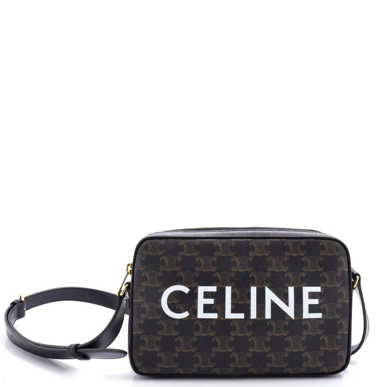 Logo Messenger Bag Triomphe Coated Canvas Medium Twins