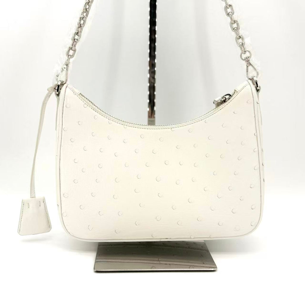Ostrich Re-Edition 2005 Shoulder Bag White
