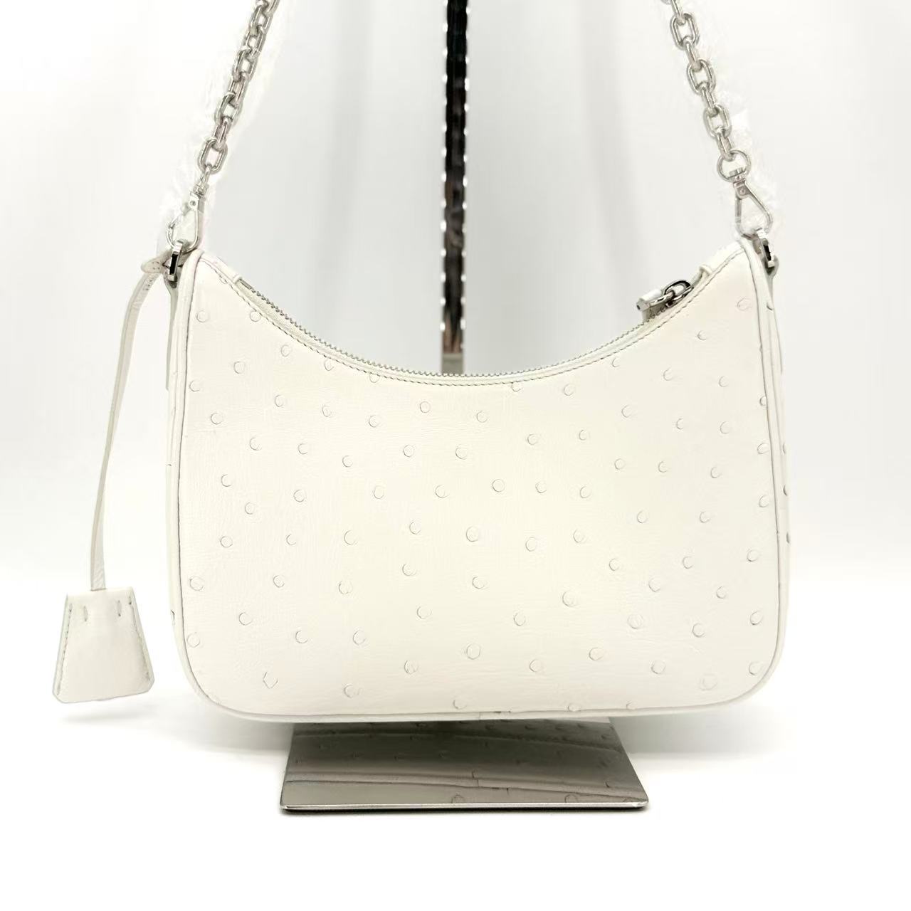 Ostrich Re-Edition 2005 Shoulder Bag White