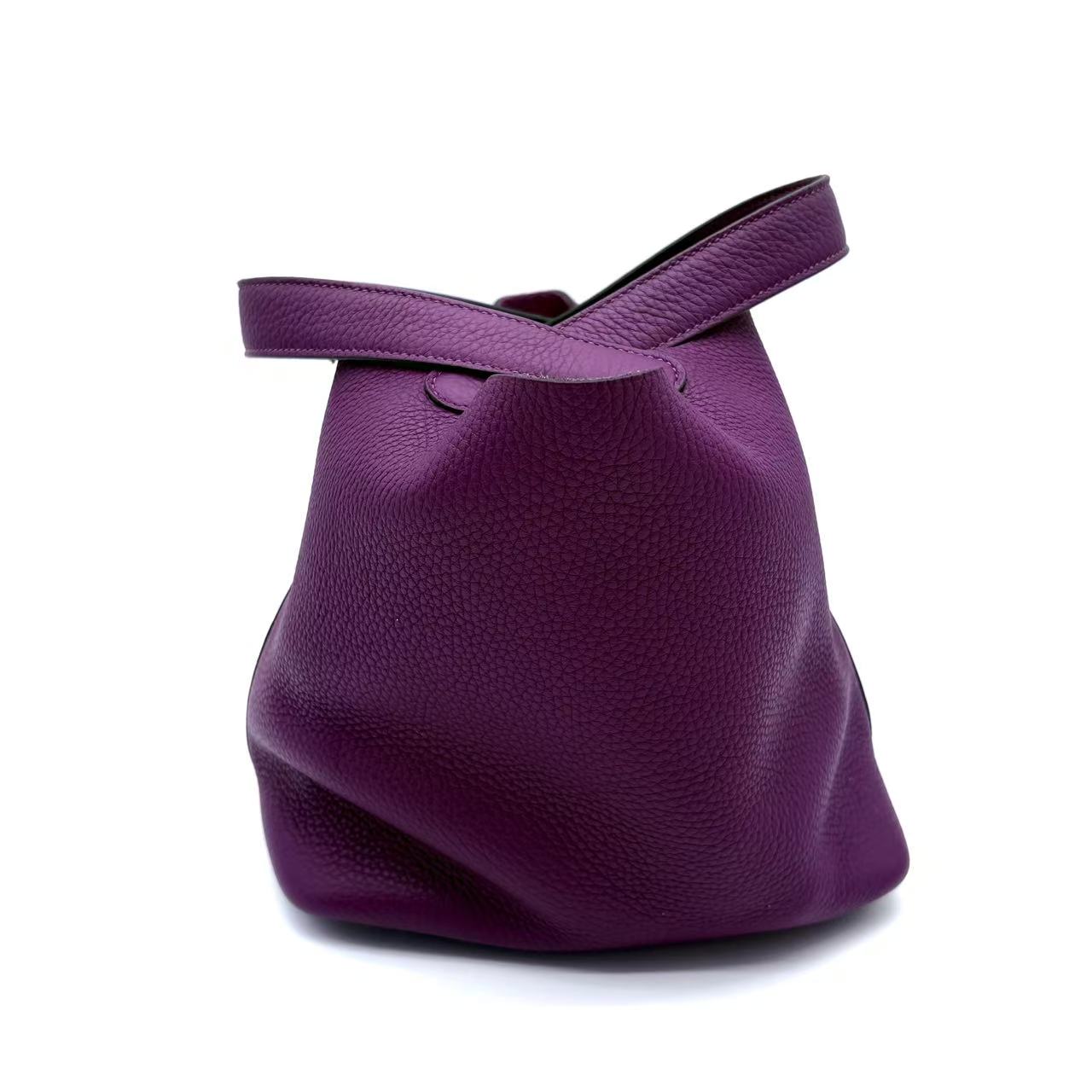 Purple Taurillon Clemence Leather Picotin 22 Bag
