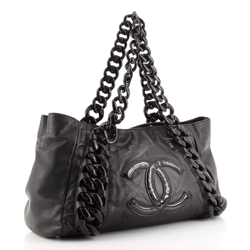 Resin Modern Chain Tote Calfskin East West Twins