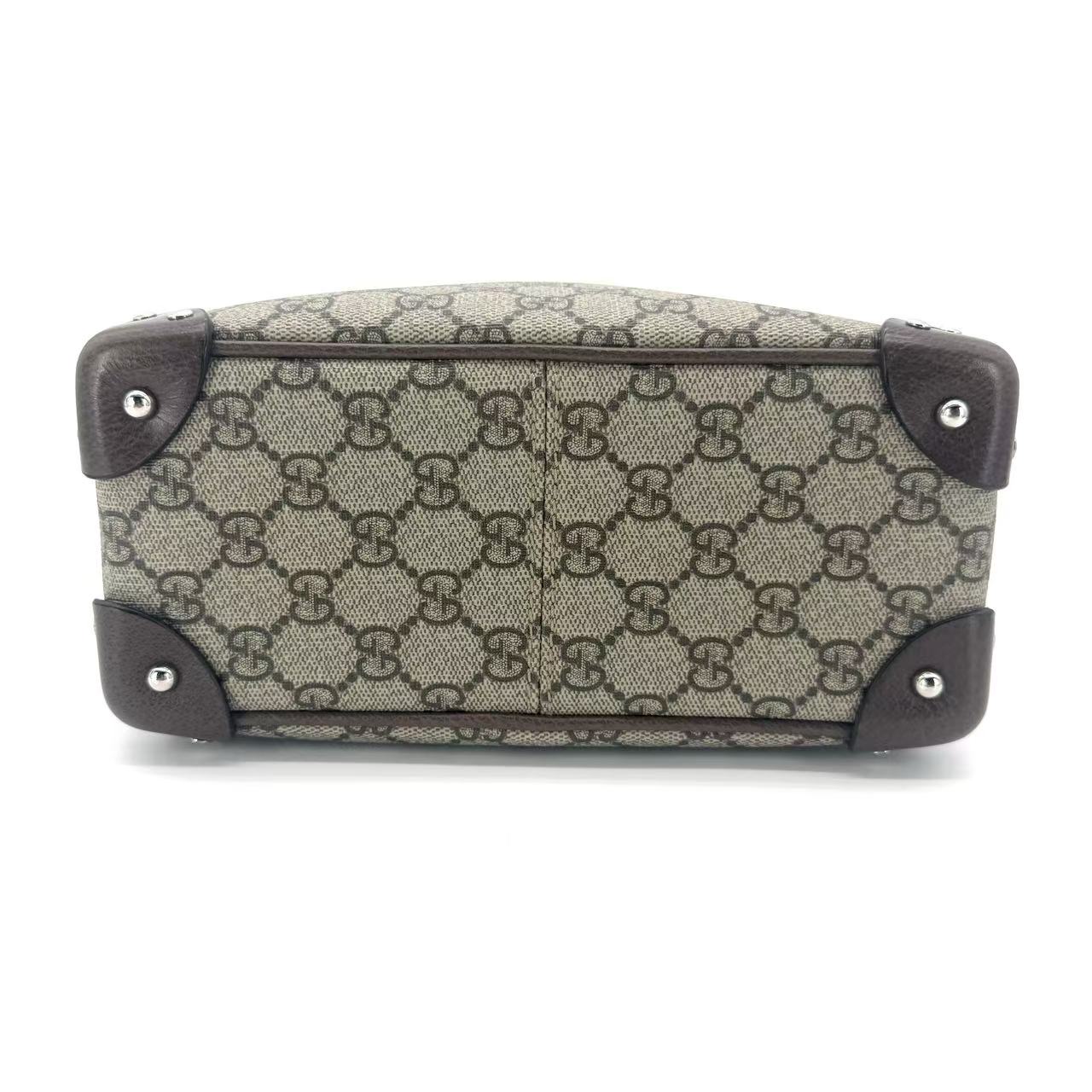 Trunk Shoulder Bag GG Coated Canvas with Studded Leather