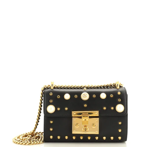 Pearly Padlock Shoulder Bag Studded Leather Small Twins
