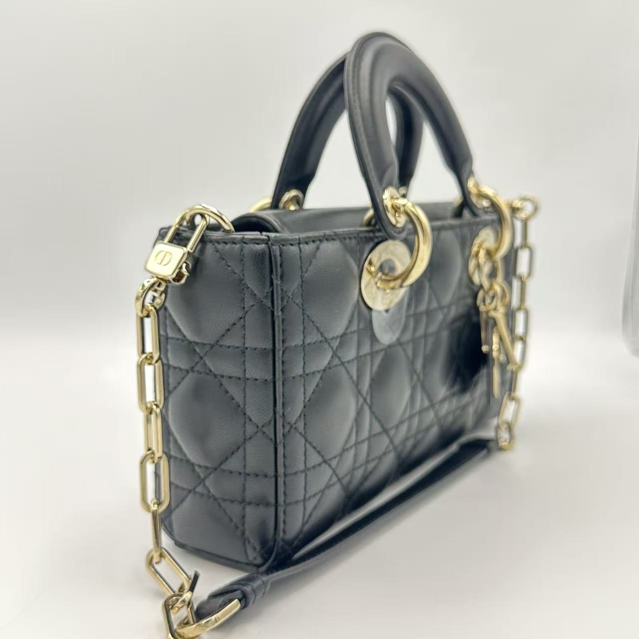 Mini Lady D-Joy Bag Black Cannage Lambskin
