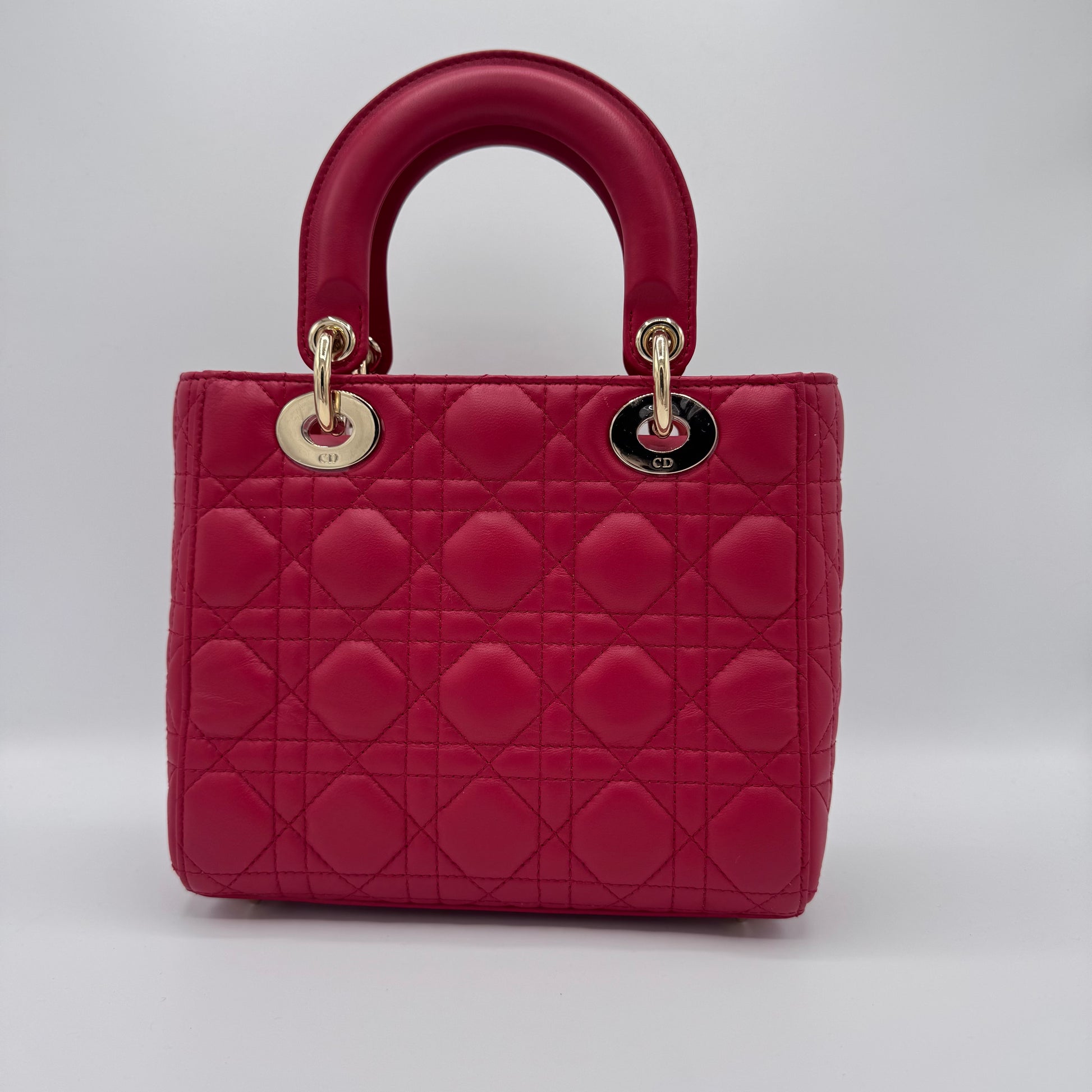 Christian Dior- Lambskin Cannage Small My ABCDior Lady Dior Red
