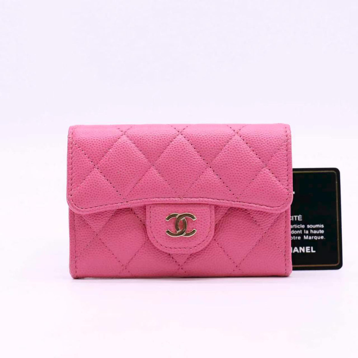 Chanel Caviar Quilted Flap Card Holder Wallet Pink Twins LDJ6792