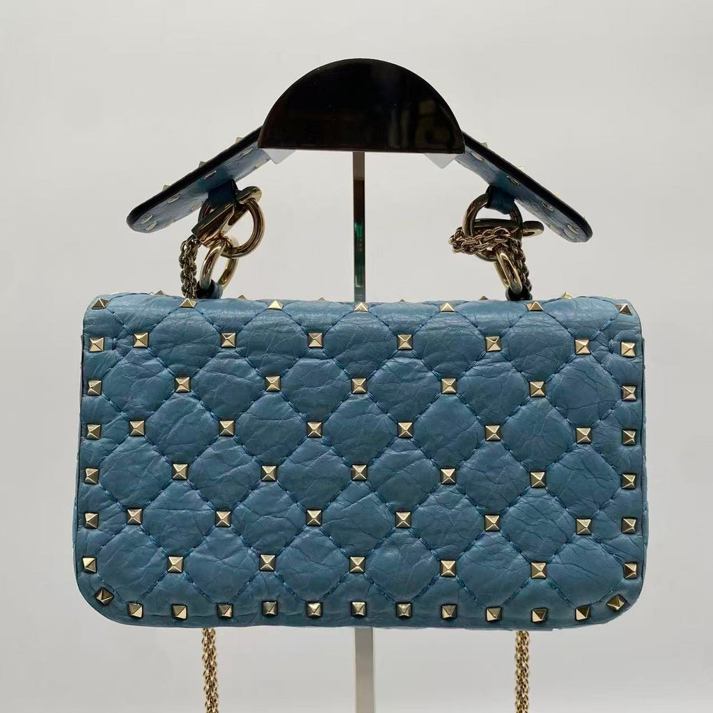 Valentino Rockstud Spike Flap Bag Quilted Leather Small