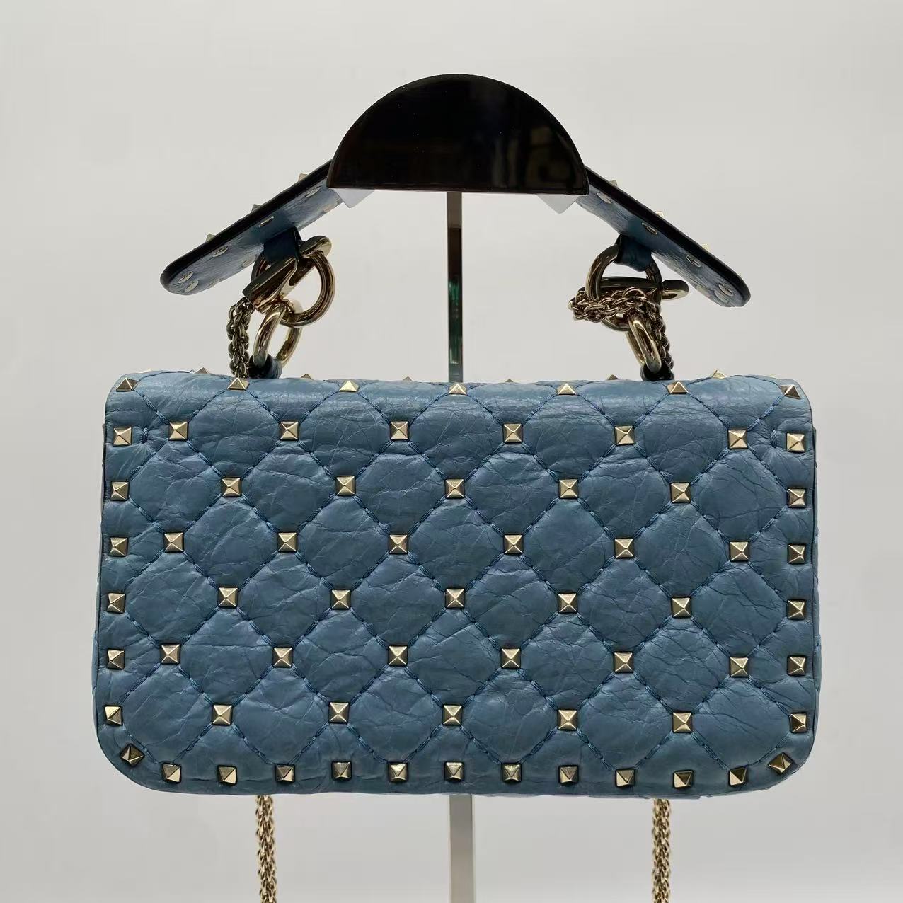 Valentino Rockstud Spike Flap Bag Quilted Leather Small
