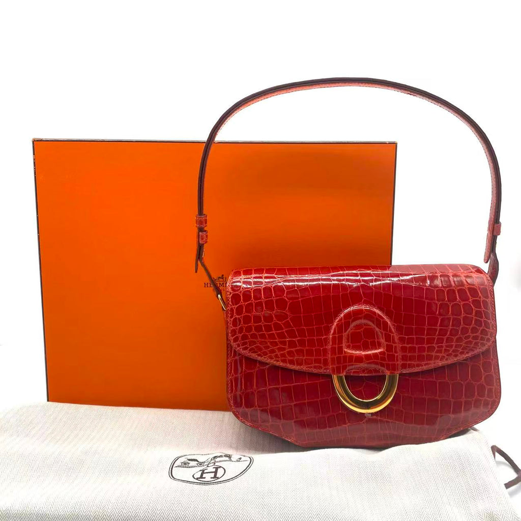 Cherche Midi Shoulder Bag Croc Red 18