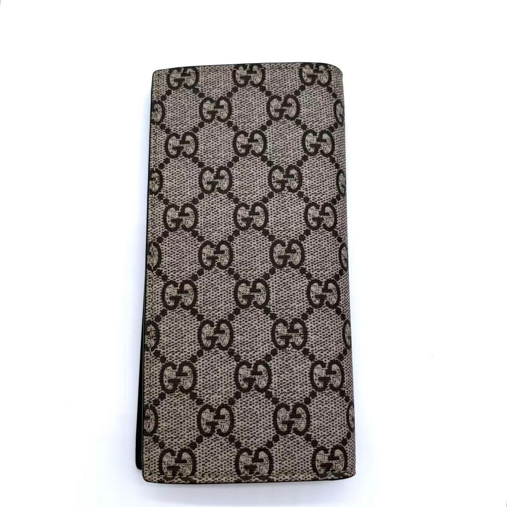 Beige GG Supreme Canvas Tiger Print Long Bifold Wallet