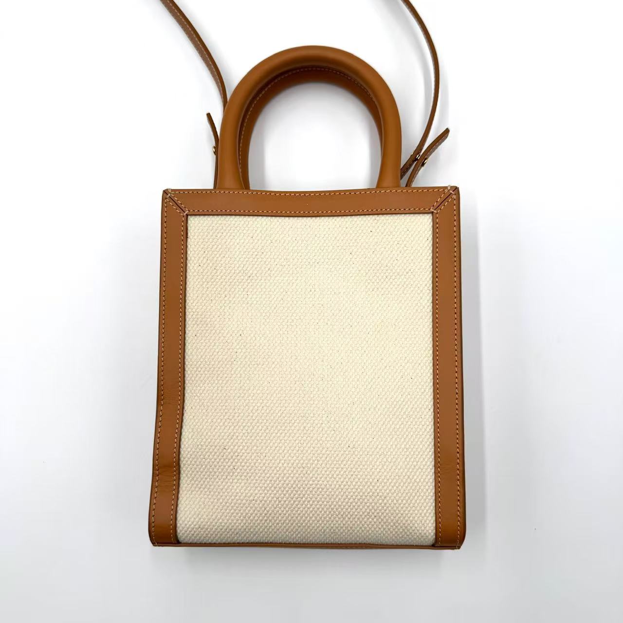 Vertical Cabas Tote Canvas with Leather Mini