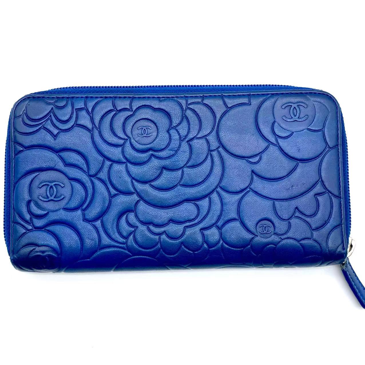 Chanel Zip Around Wallet Camellia Lambskin