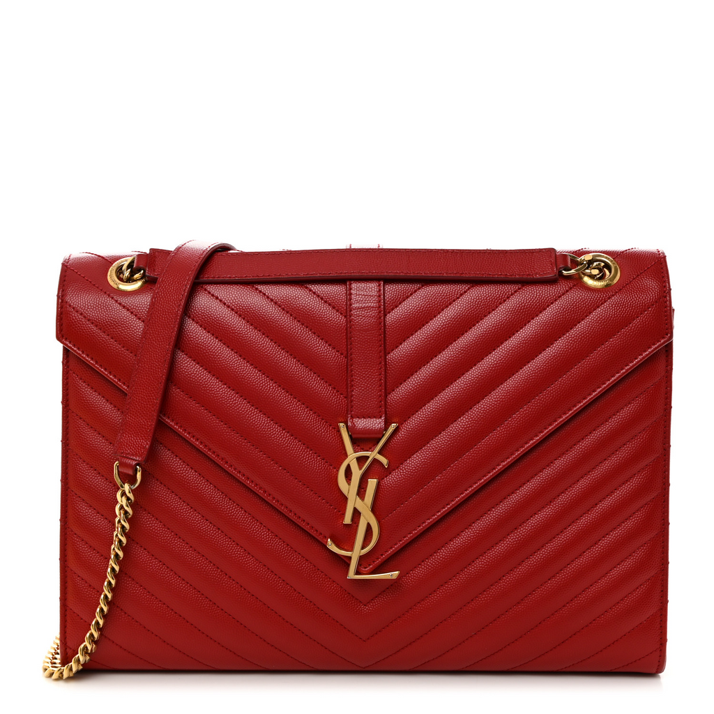 Classic Monogram Envelope Satchel Matelasse Chevron Leather Large Twins