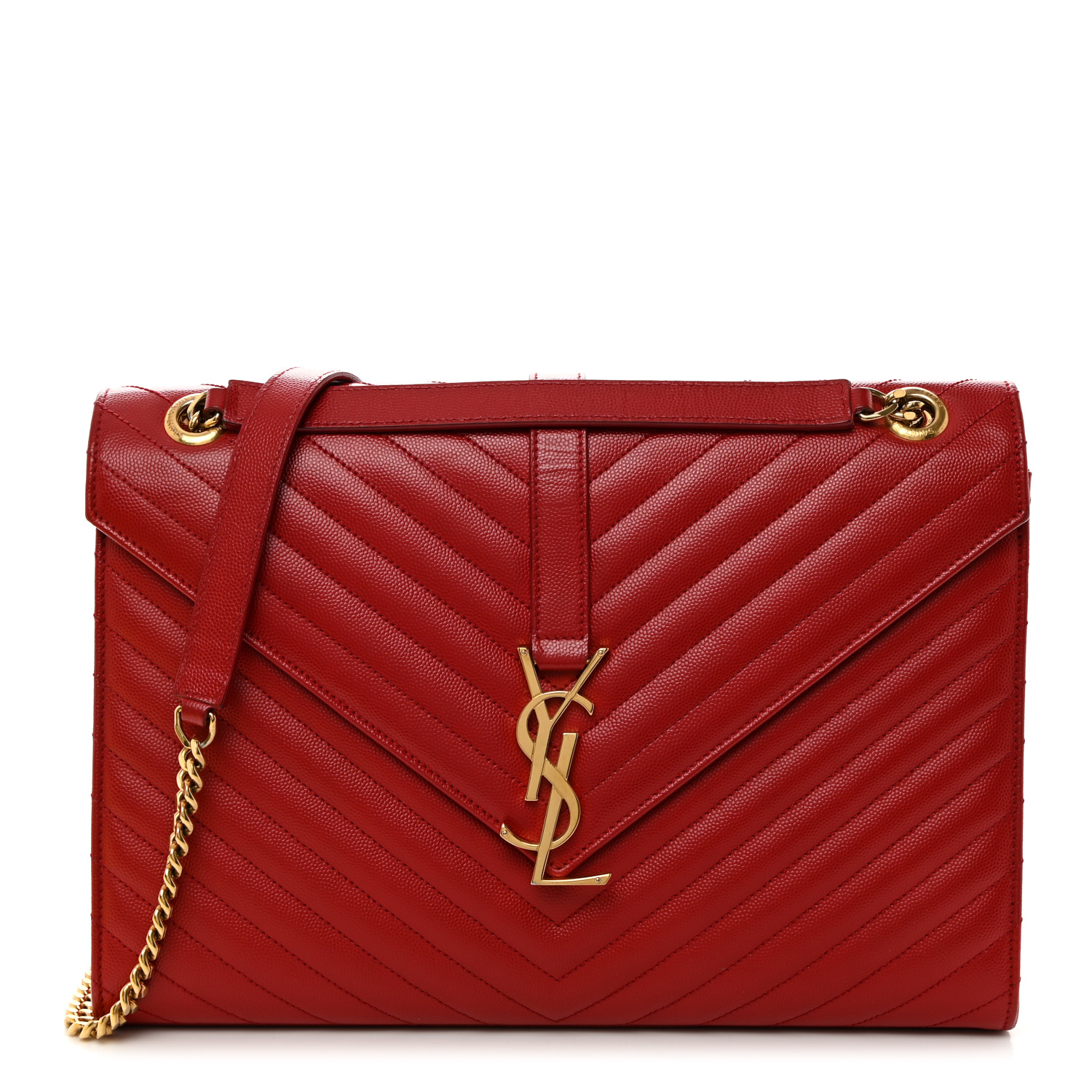 Classic Monogram Envelope Satchel Matelasse Chevron Leather Large Twins