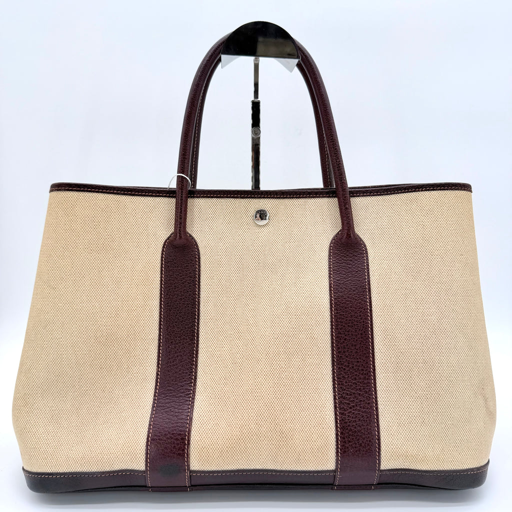 Buffle Skipper Toile Garden Party 36 MM Tote Marron Fonce