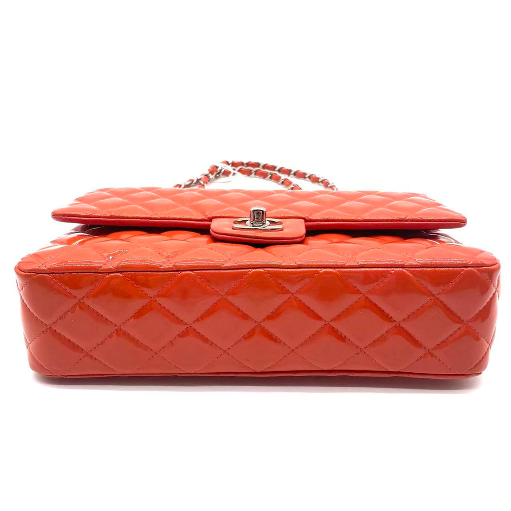Patent Calfskin Quilted Mini Rectangular Flap Red