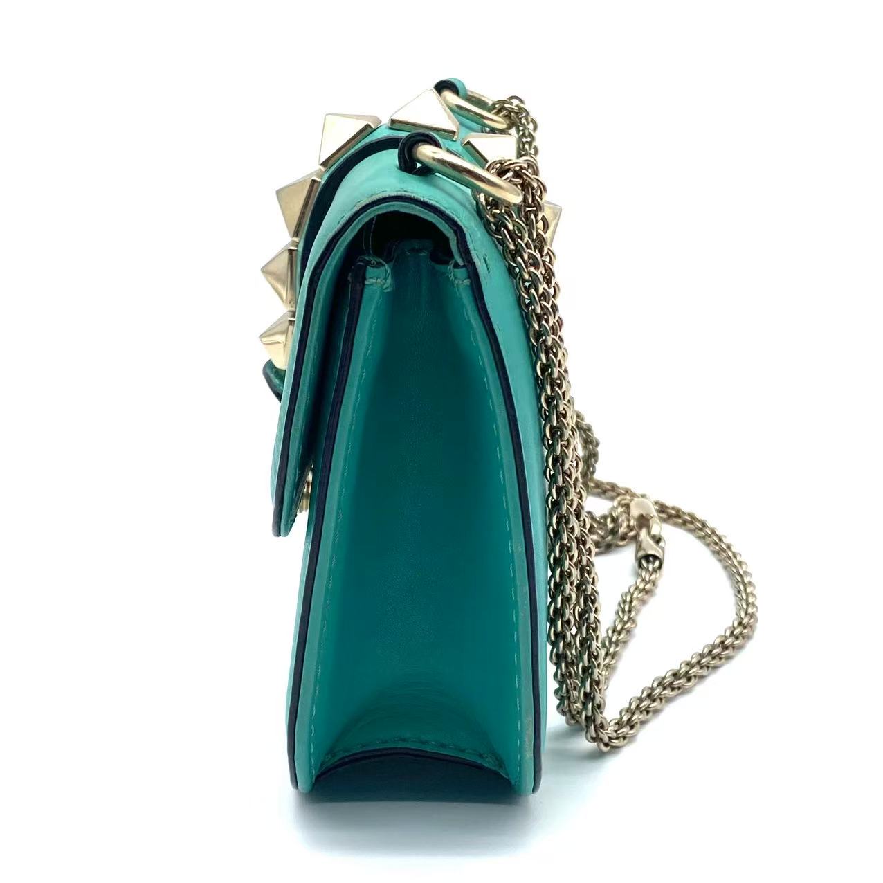 Emerald Green Leather Garavani Rockstud Lock Shoulder Bag