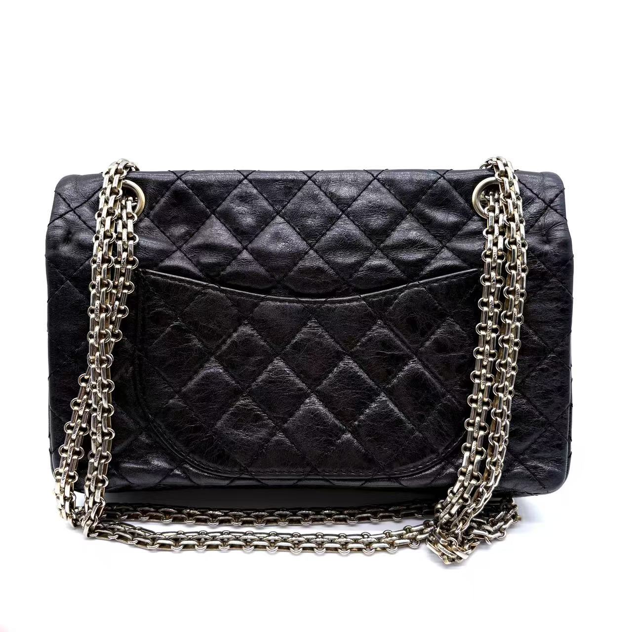 Metallic Aged Calfskin Quilted 2.55 Reissue 227 Flap Blue