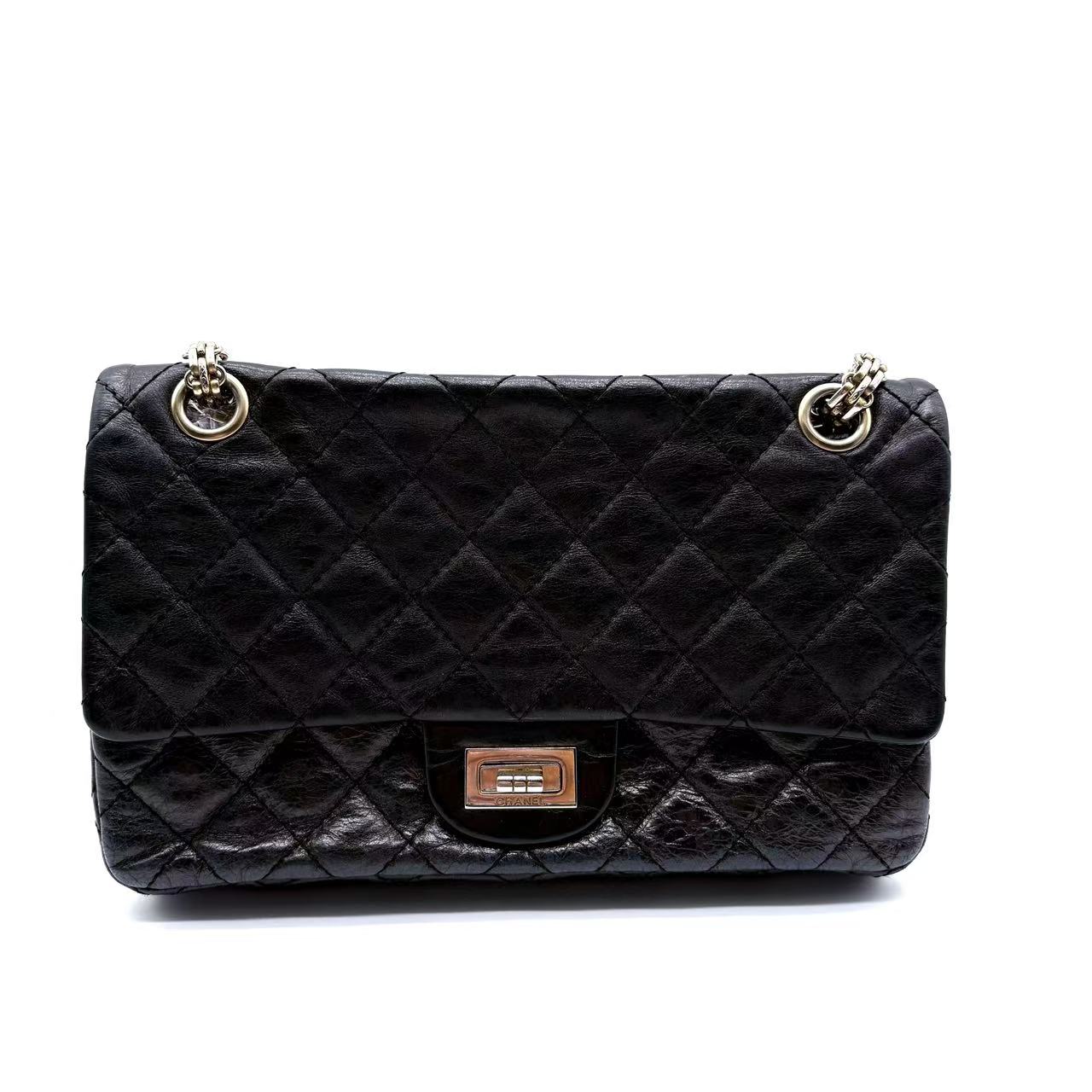 Metallic Aged Calfskin Quilted 2.55 Reissue 227 Flap Blue