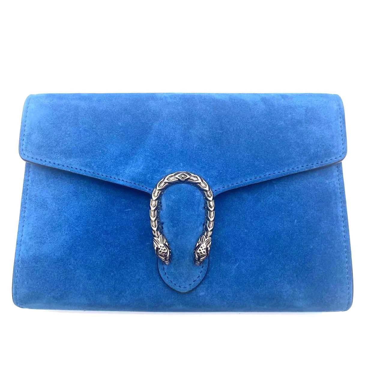 Blue Suede Dionysus Mini Wallet on Chain