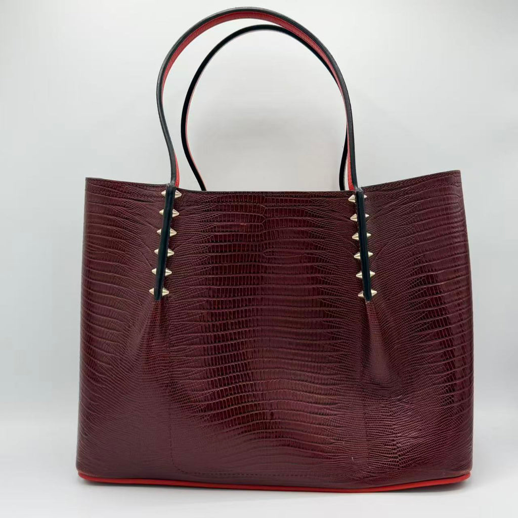 Large Cabarock Croc Embossed Leather Tote Brown