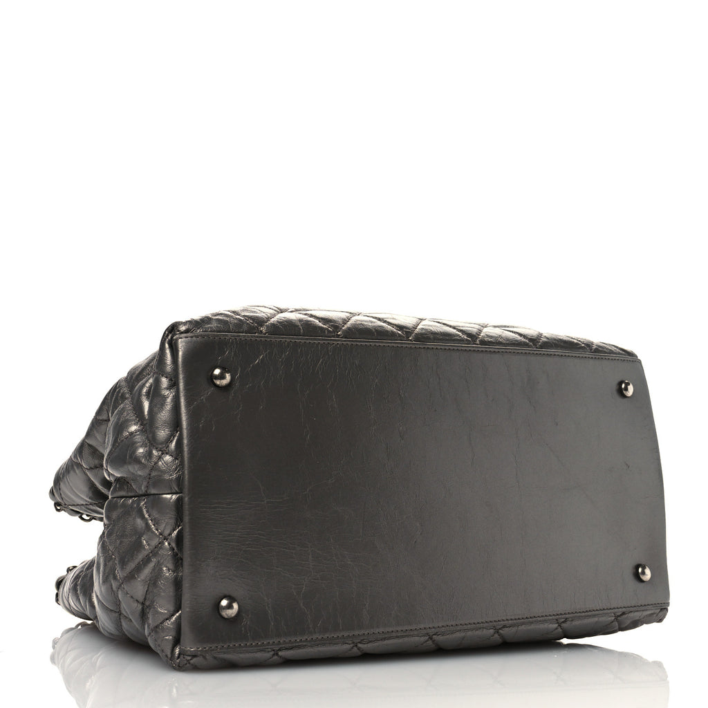 Metallic Calfskin Small Chain Me Tote Silver twins