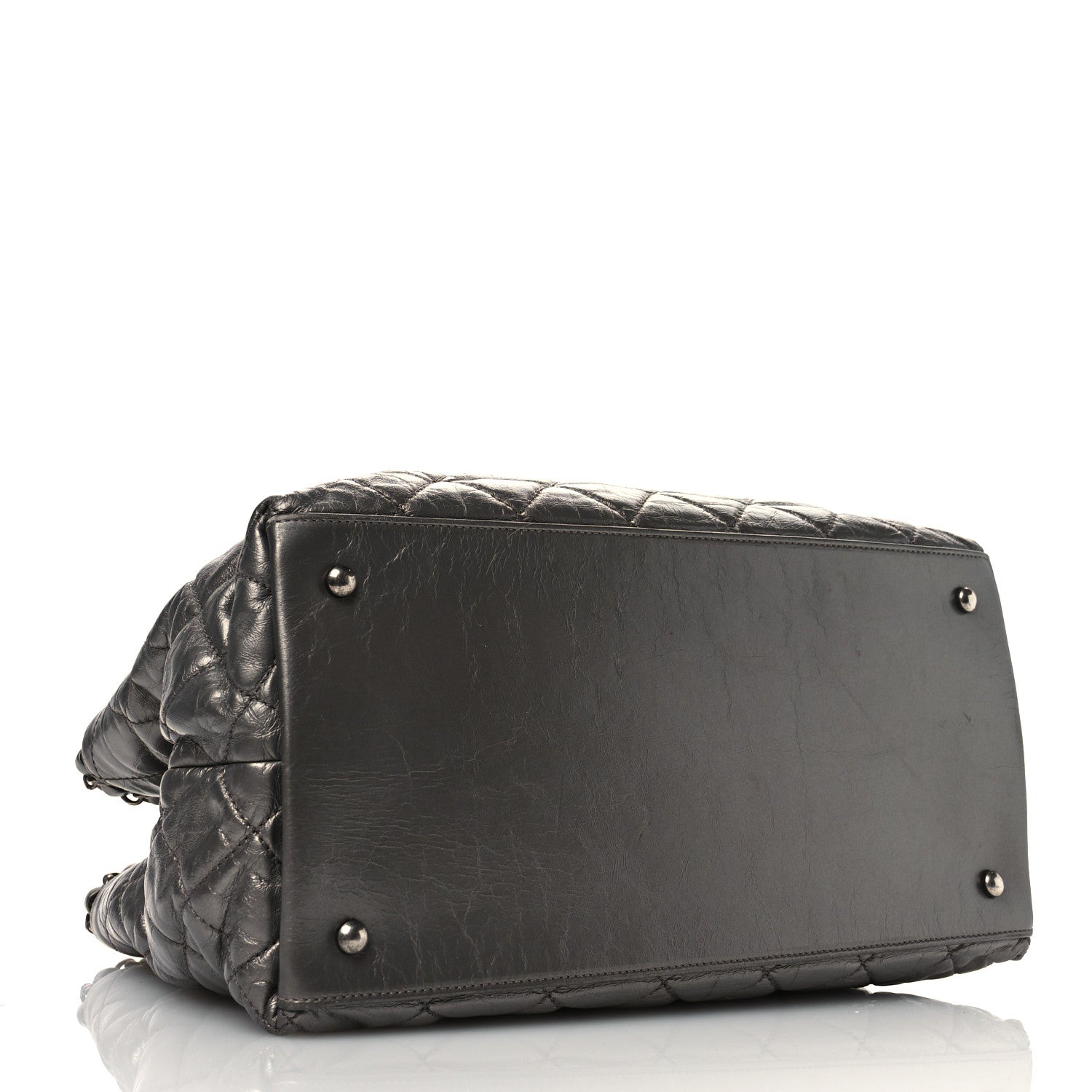 Metallic Calfskin Small Chain Me Tote Silver twins