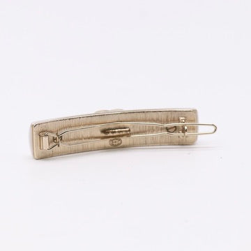 Chanel White Resin Strass CC Hair Barrette twins LDZ743