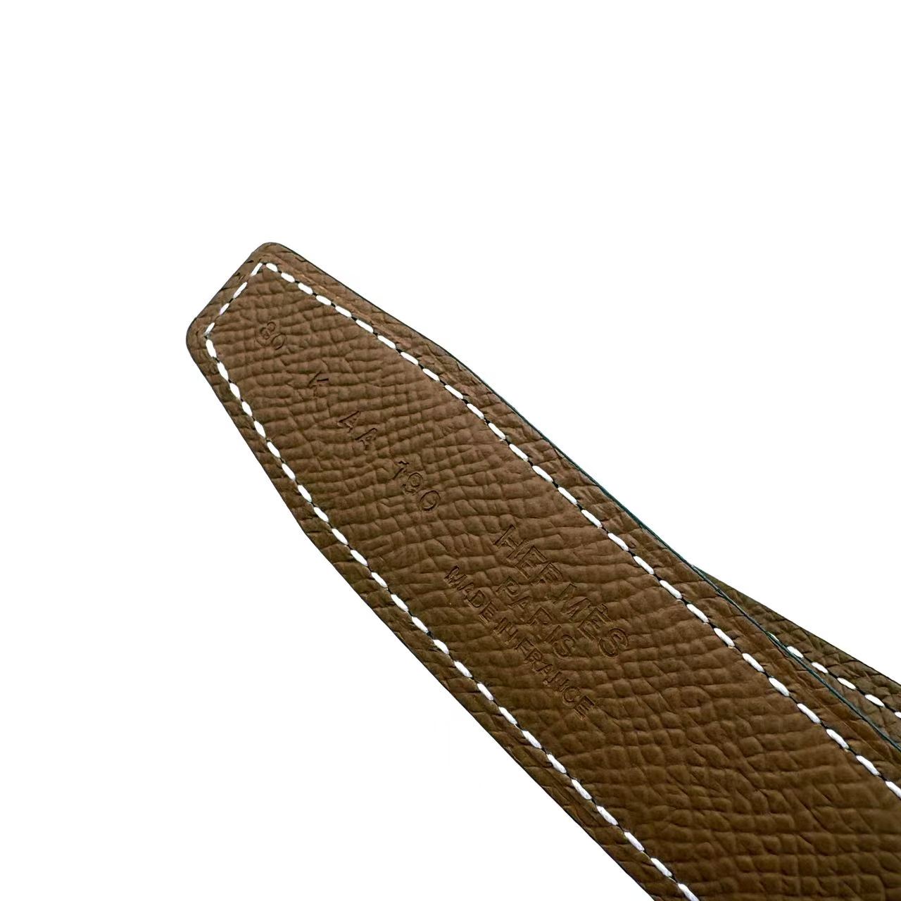 H belt buckle & Reversible leather strap yellow gold Size 80
