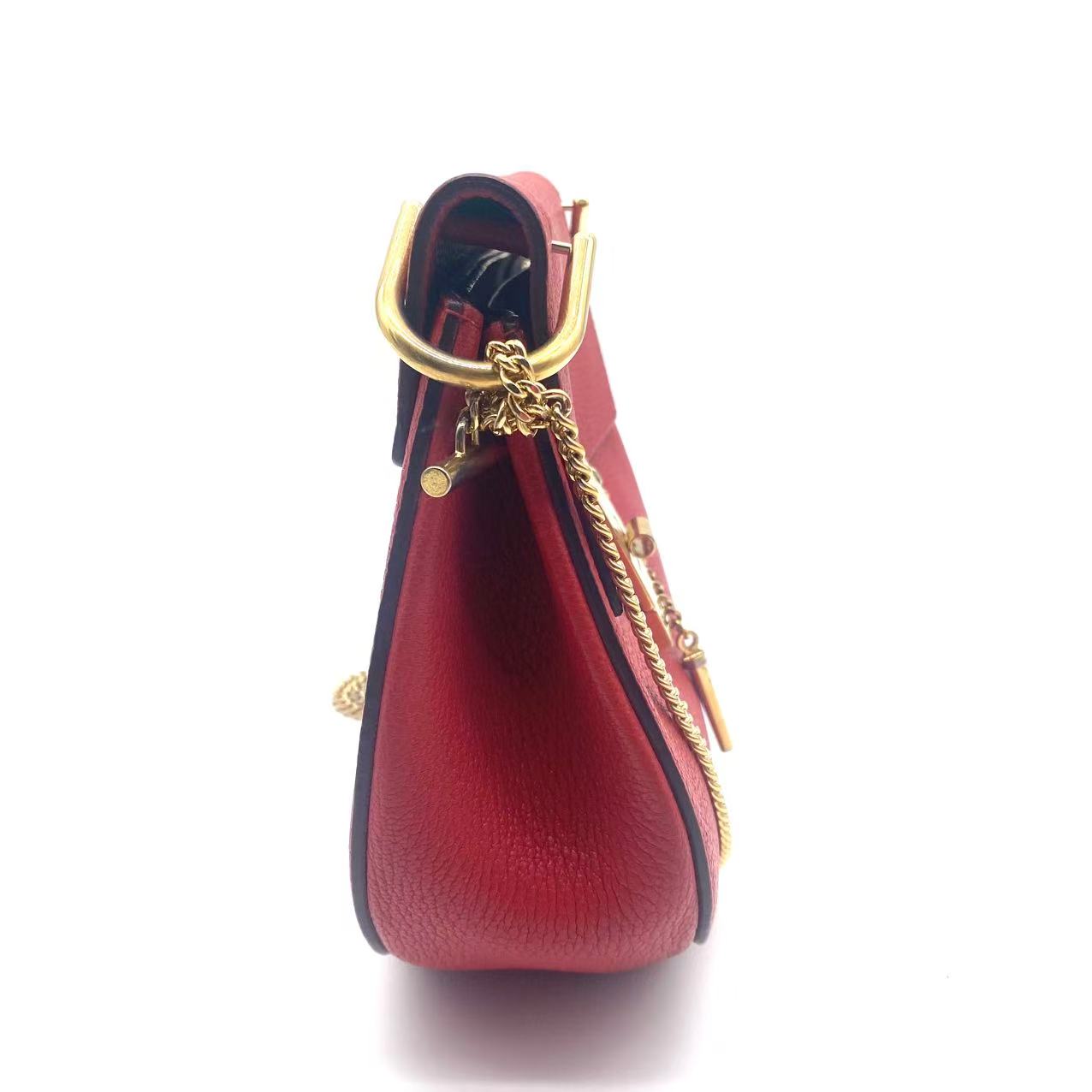 Red Pebbled Leather Drew Bag