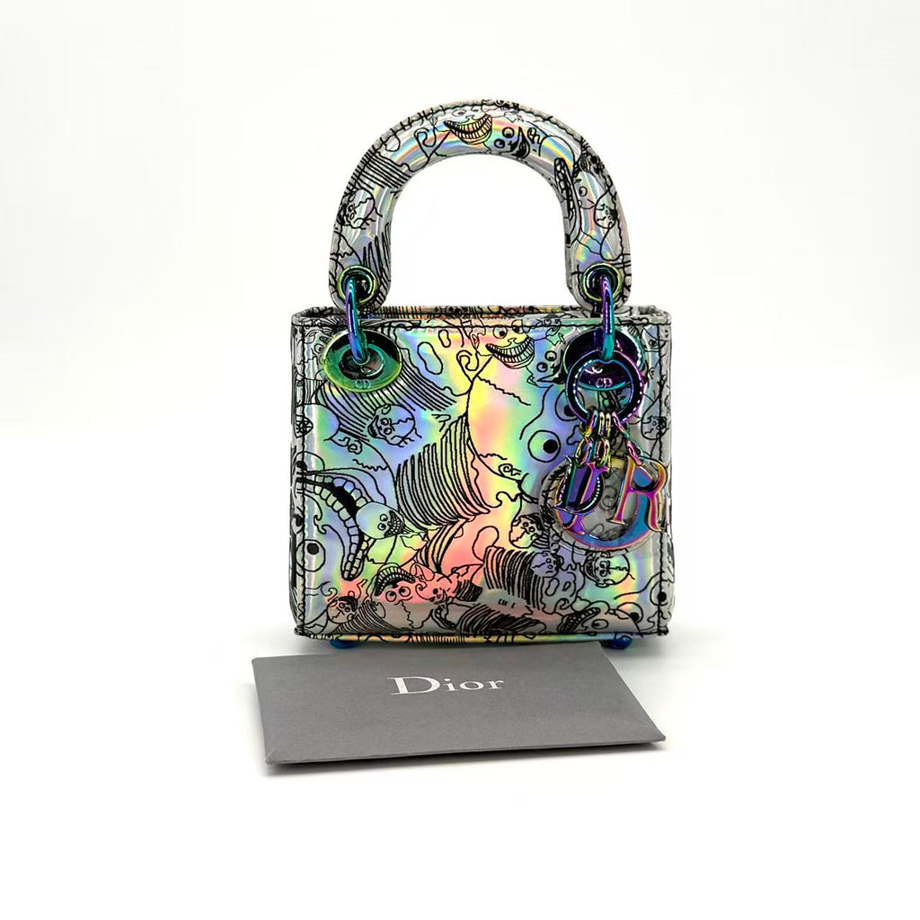 Lady Dior Art Bag Limited Edition Zhang Huan Metallic Leather Mini