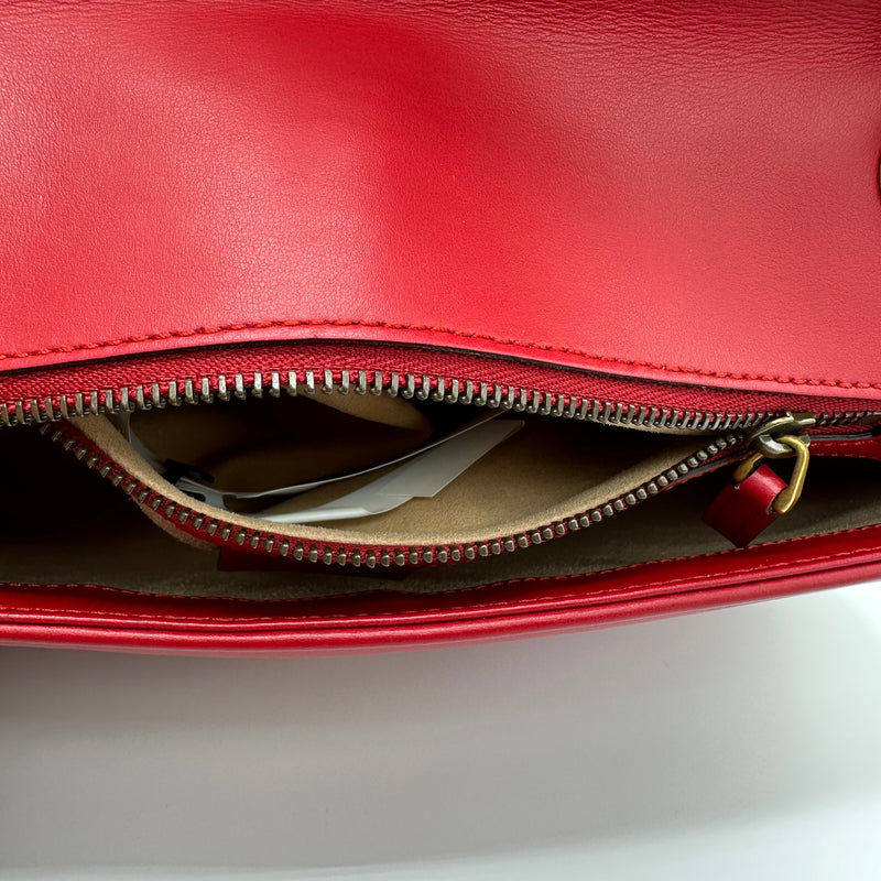 Calfskin Matelasse Mini GG Marmont Shoulder Bag Hibiscus Red