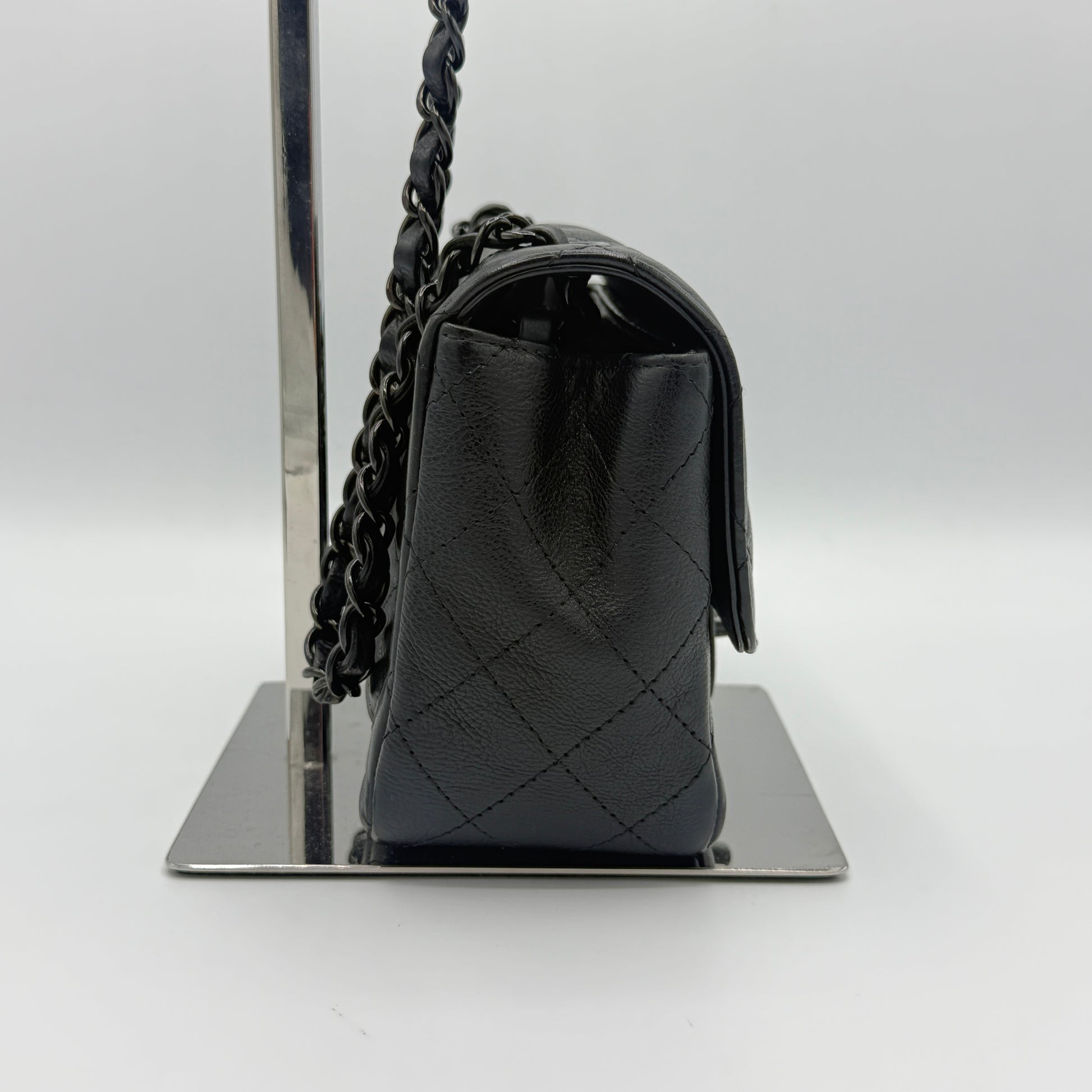 So Black Square Classic Single Flap Bag Quilted Lambskin Mini