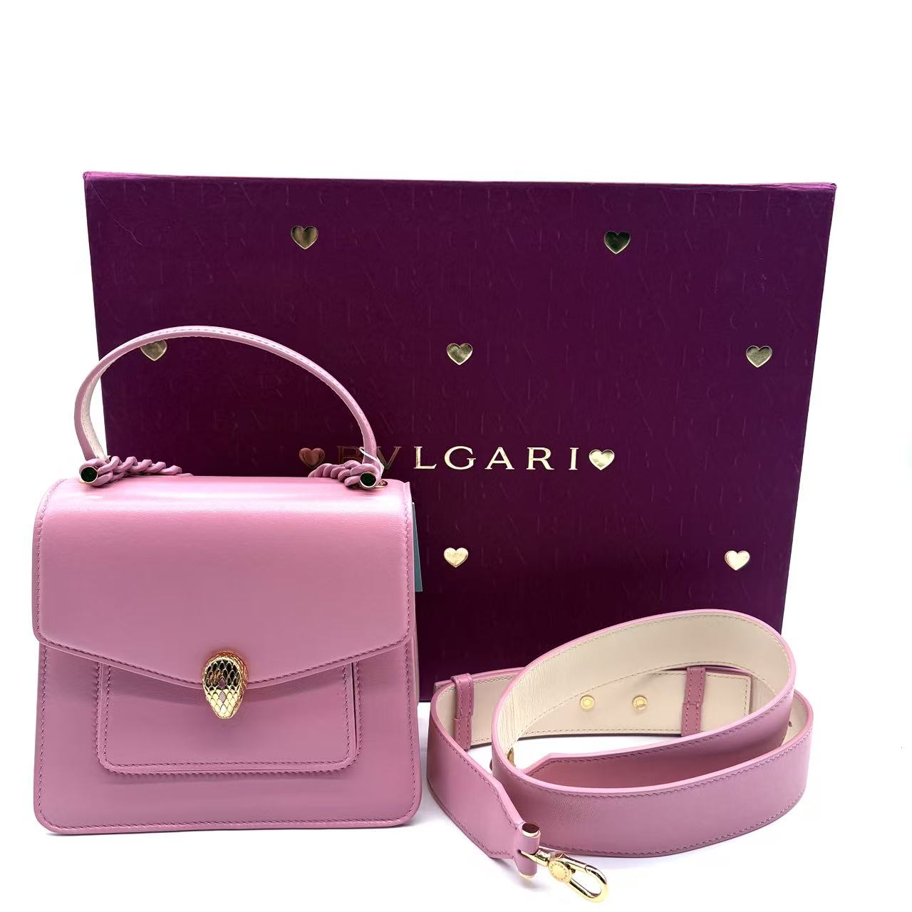Pink Calfskin Serpenti Forever Top Handle Bag LDM-1611