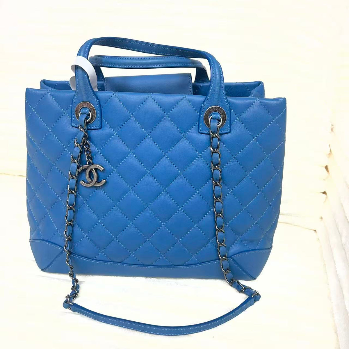 Easy Shopping Tote Quilted Calfskin Small