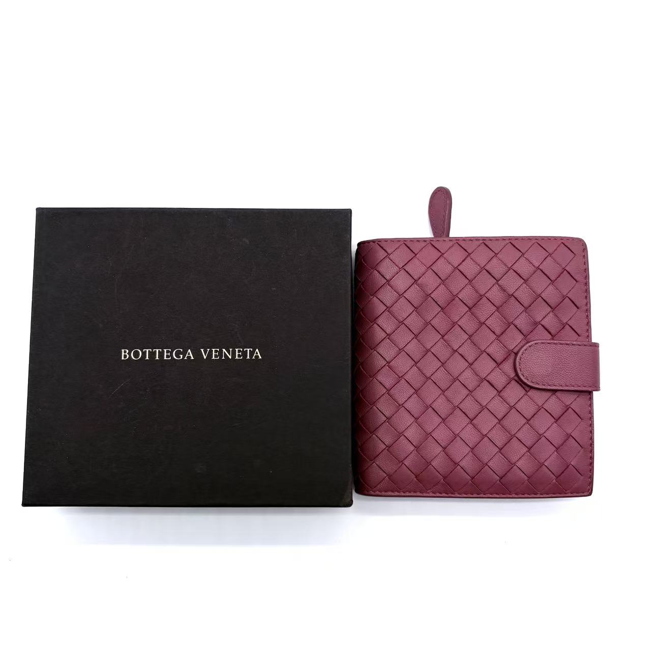 Intrecciato Woven Nappa Leather Compact Wallet