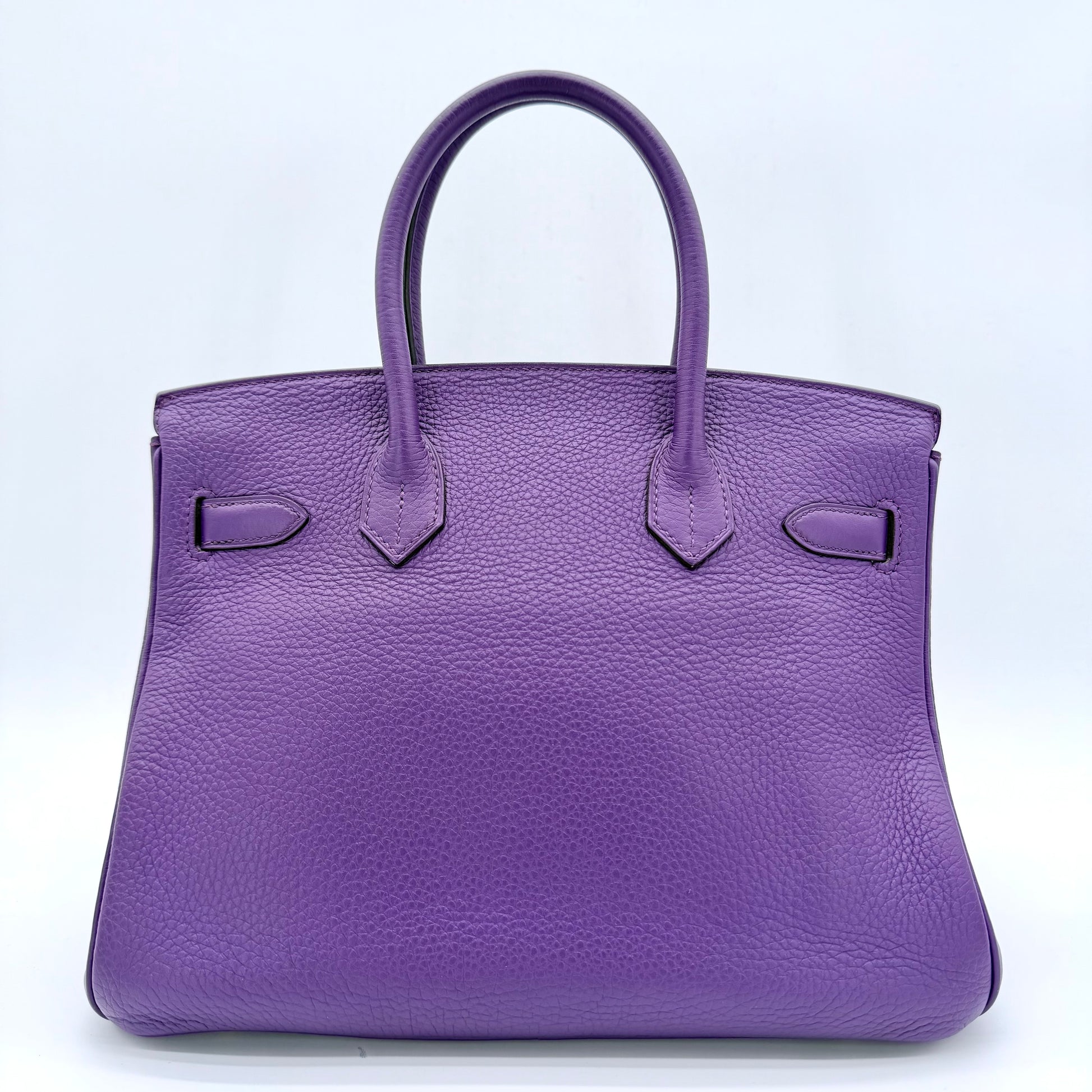 Birkin 30 Clemence Leather Bag Purple With Gold Hardware