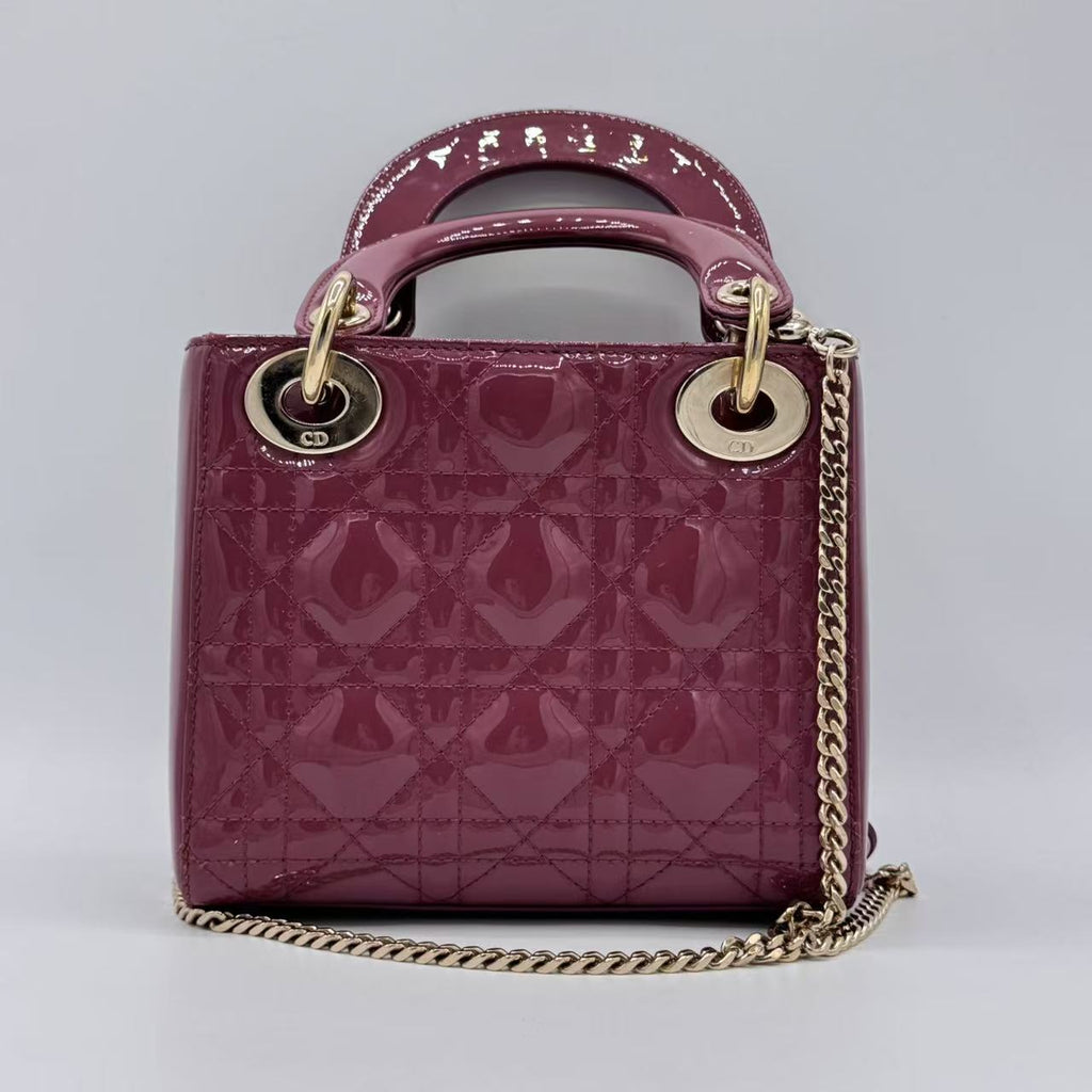 Christian Dior  Patent Cannage Mini Lady Dior Pink