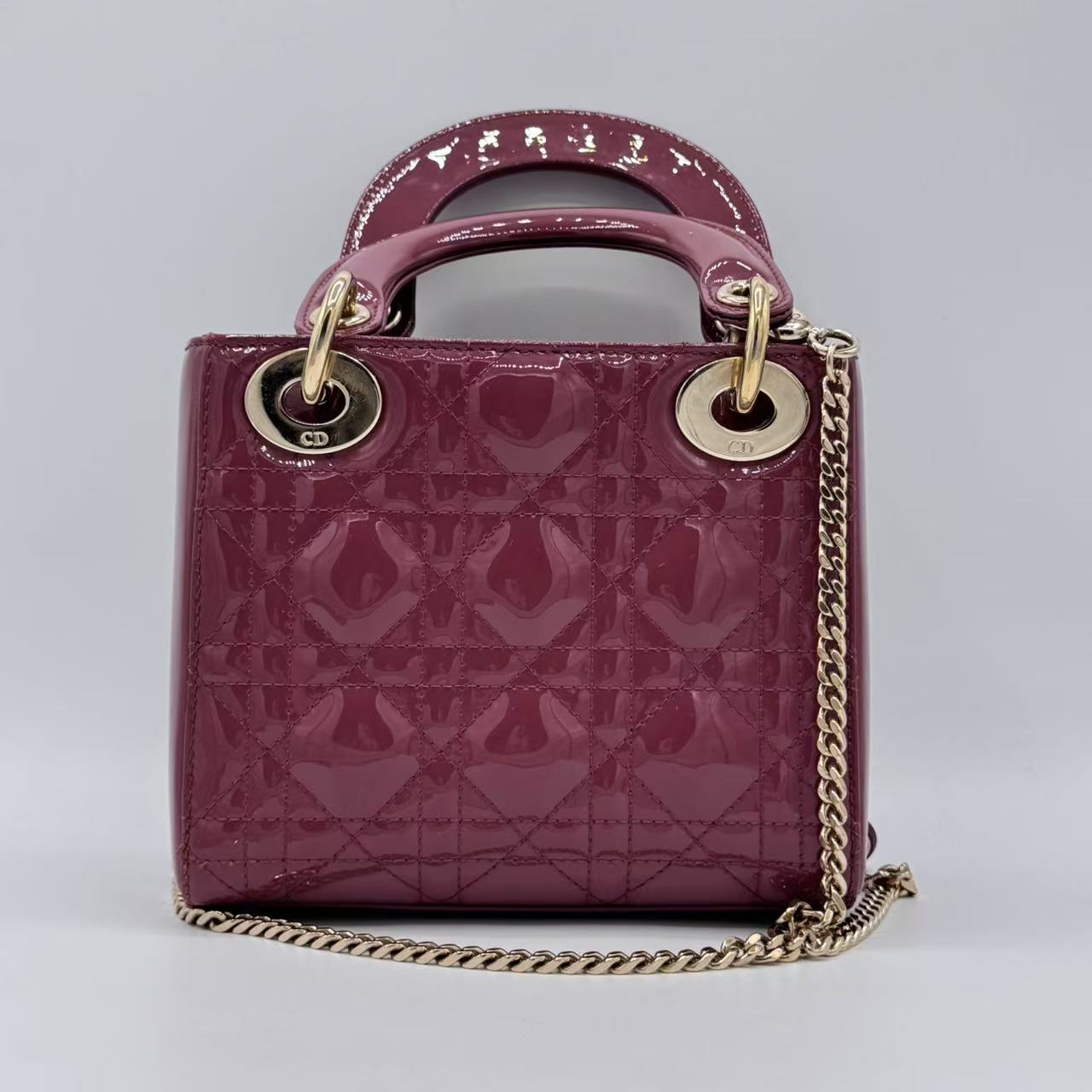 Christian Dior  Patent Cannage Mini Lady Dior Pink