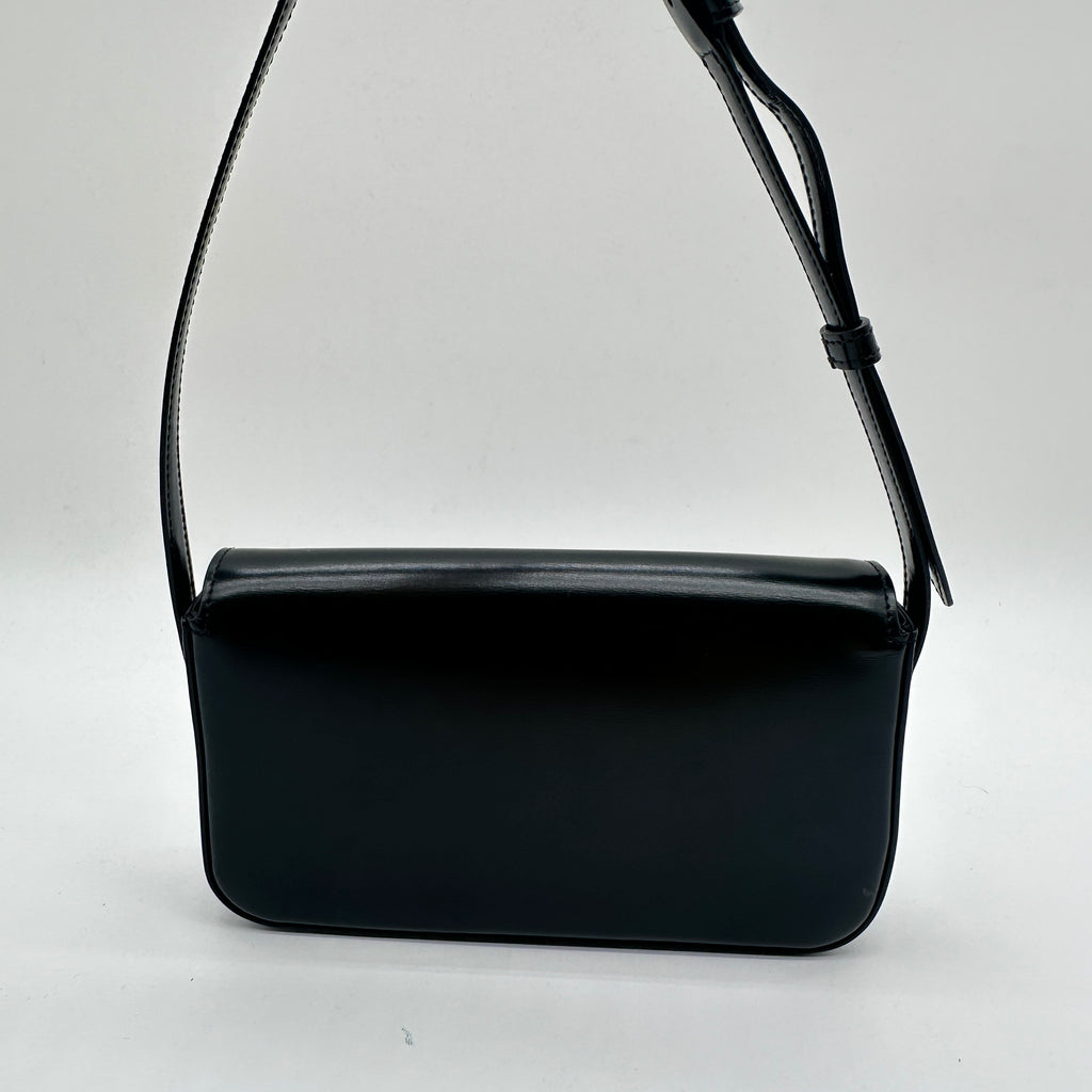 Shiny Calfskin Triomphe Shoulder Bag Black