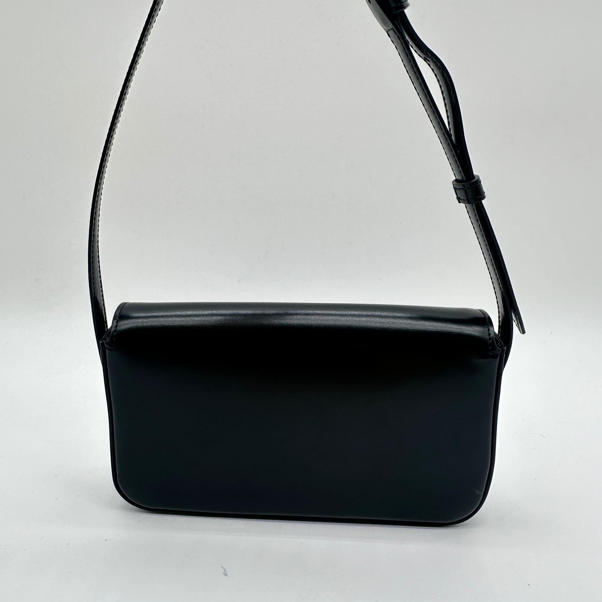 Shiny Calfskin Triomphe Shoulder Bag Black